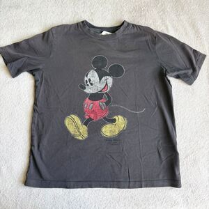 H&M Kids Disney Vintage Style Distressed Black Mickey Mouse Graphic T-Shirt